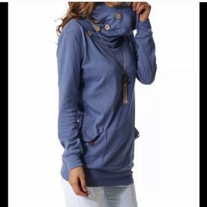 NWT Long Sleeve Blue Cowl Neck Sweatshirt